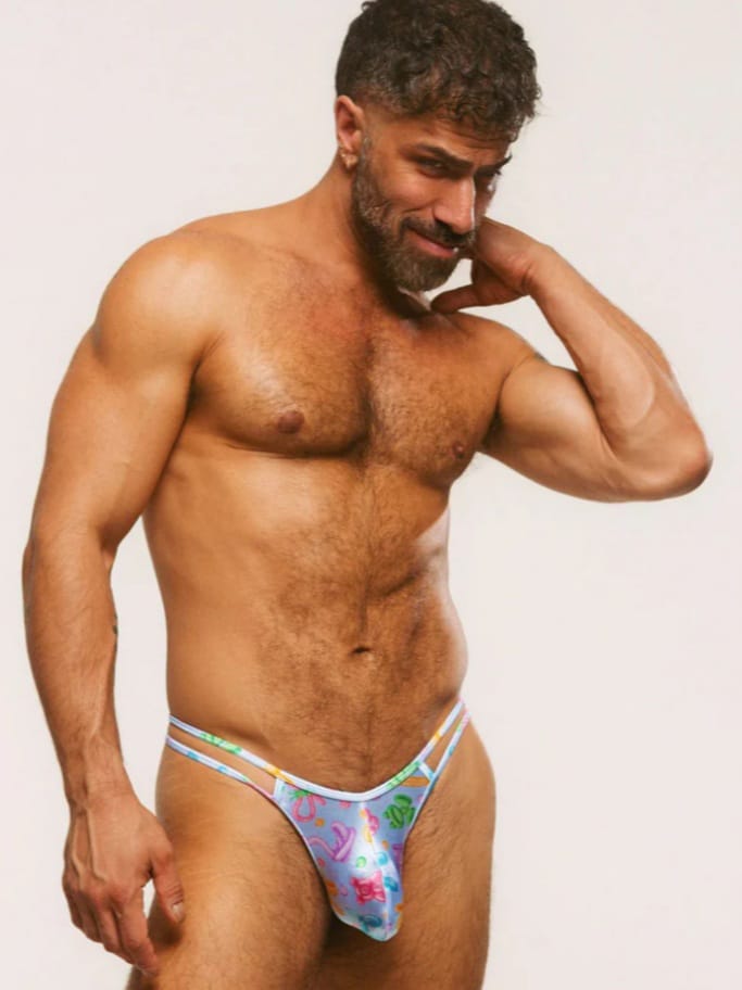 Men's Luxe Satin Double Strap Thong Underwear